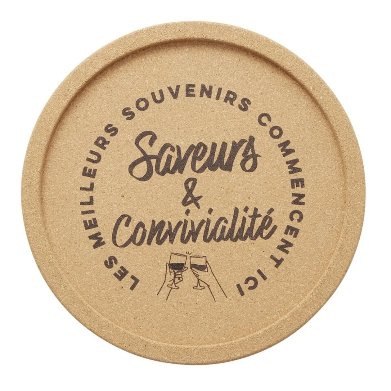 Plateau apéritif rond en liège Ø30xH1,5cm (2 modèles)