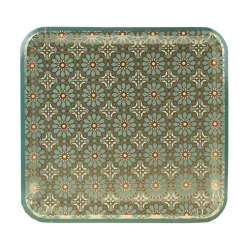 Plateau carton x6 rectangulaire New Mirage arabesque vert et doré 31x33cm