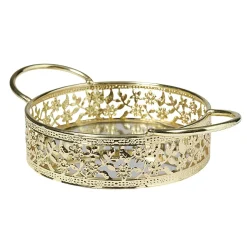 Plateau déco dorée fond en verre avec poignées < Gifi Outlet