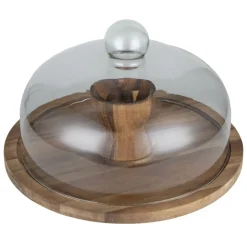 Plateau de présentation bois avec cloche en verre réversible Ø30cm < Gifi Online