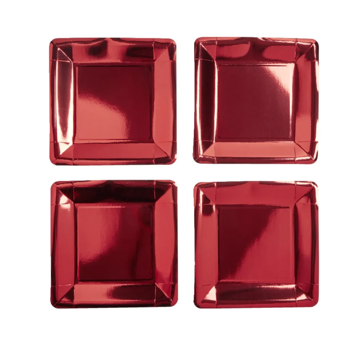 Plateau de présentation carré x4 en carton métallisé rouge 23x23cm < Gifi Hot