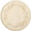 Plateau de présentation en bois gravé couronne de Noël Ø28XH10 cm vert et naturel