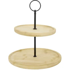 Plateau de présentation 2 niveaux en bambou et fer Ø16,5xH21,5cm < Gifi Hot