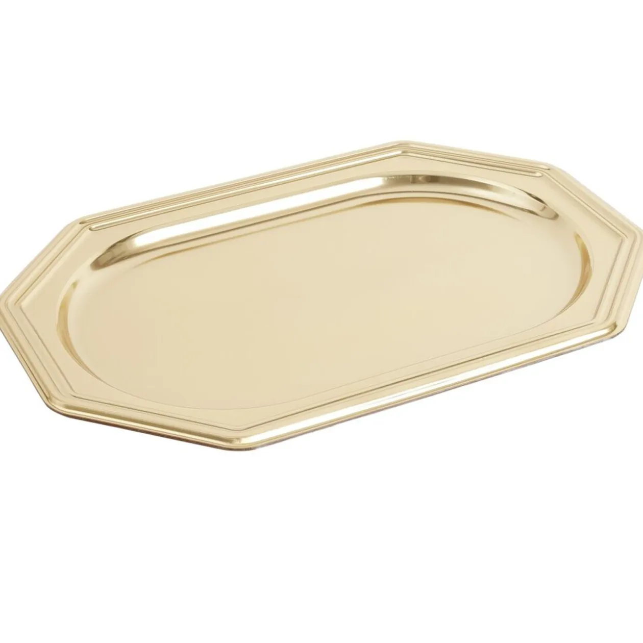 Plateau de présentation octogonal X3 pcs L46X31Xép.3 cm doré