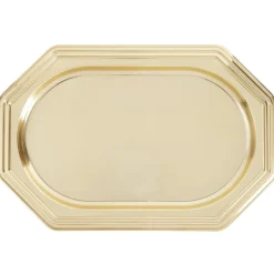 Plateau de présentation octogonal X3 pcs L46X31Xép.3 cm doré