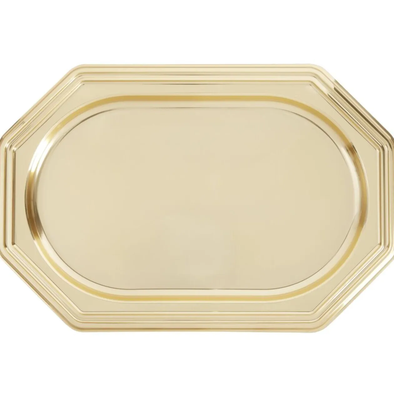 Plateau de présentation octogonal X3 pcs L46X31Xép.3 cm doré