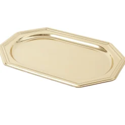 Plateau de présentation octogonal X3 pcs L46X31Xép.3 cm doré