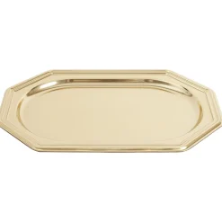 Plateau de présentation octogonal X3 pcs L46X31Xép.3 cm doré