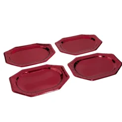 Plateau de présentation ovale x4 en carton métallisé rouge 25x34cm < Gifi Sale