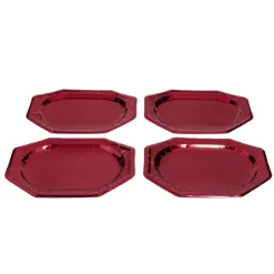 Plateau de présentation ovale x4 en carton métallisé rouge 25x34cm < Gifi Sale