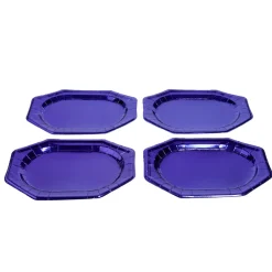 Plateau de présentation ovale x4 en carton métallisé bleu nuit 25x34cm