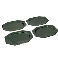 Plateau de présentation ovale x4 en carton métallisé vert sapin 25x34cm