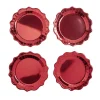 Plateau de présentation rond x4 en carton métallisé rouge Ø26cm