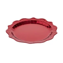 Plateau de présentation rond x4 en carton métallisé rouge Ø26cm