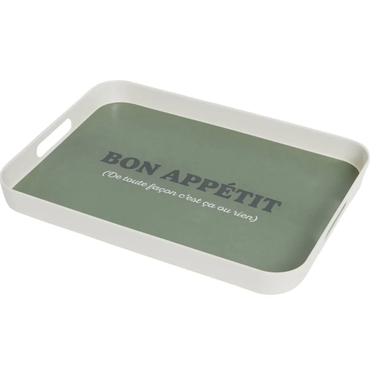 Plateau de service Bon appétit en mélaminé vert 29x39cm < Gifi Clearance