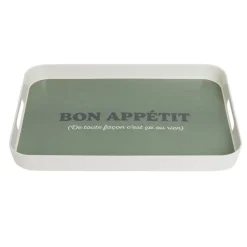 Plateau de service Bon appétit en mélaminé vert 29x39cm < Gifi Clearance