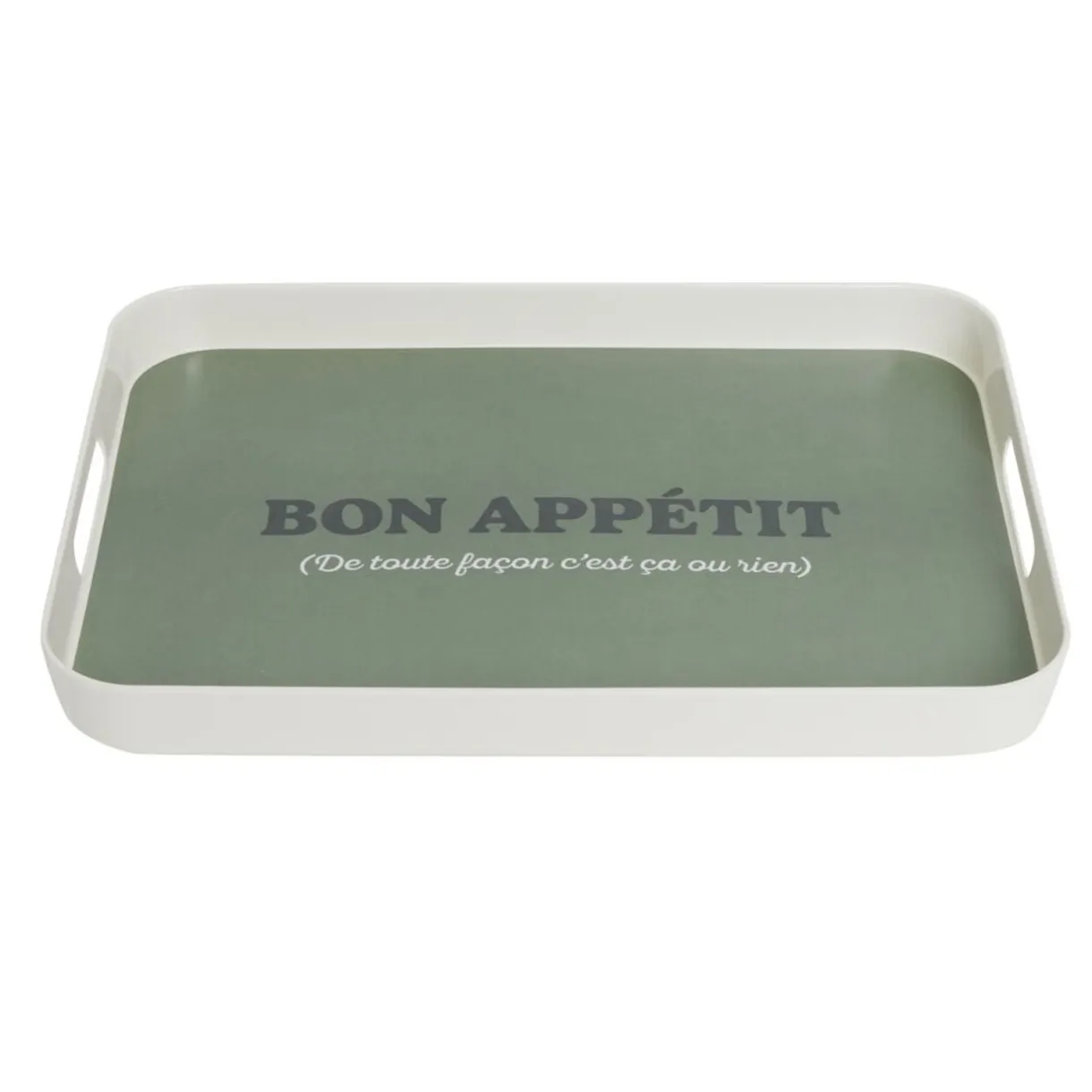 Plateau de service Bon appétit en mélaminé vert 29x39cm < Gifi Clearance