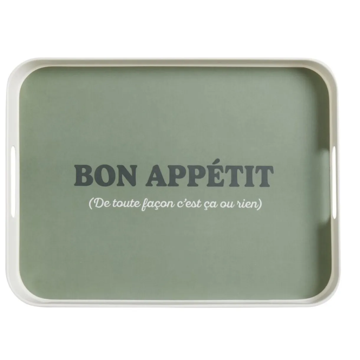 Plateau de service Bon appétit en mélaminé vert 29x39cm < Gifi Clearance