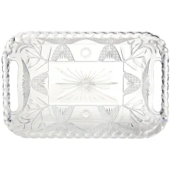 Plateau de service plastique transparent motif floral 19x29cm