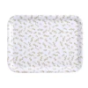 Plateau de service rectangulaire mélaminé blanc motif feuillage doré 21x28cm < Gifi