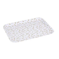 Plateau de service rectangulaire mélaminé blanc motif feuillage doré 21x28cm < Gifi