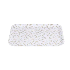 Plateau de service rectangulaire mélaminé blanc motif feuillage doré 21x28cm < Gifi