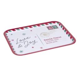 Plateau de service rectangulaire Noël mélaminé motif carte postale 19x37,5cm < Gifi Hot