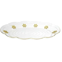 Plateau de service transparent et fleur jaune doré Ø32xH3cm < Gifi Best
