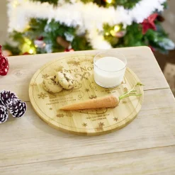 Plateau en bois rond pour collations Père Noël Ø28cm
