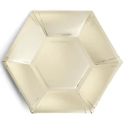 Plateau hexagonal carton doré métallisé Ø26cm x10 < Gifi New
