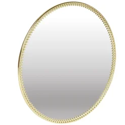 Plateau miroir support bougie en fer doré ou argenté Ø20cm (2 modèles)
