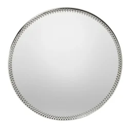 Plateau miroir support bougie en fer doré ou argenté Ø20cm (2 modèles)