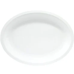 Plateau ovale plastique x10 blanc 25,5x19cm