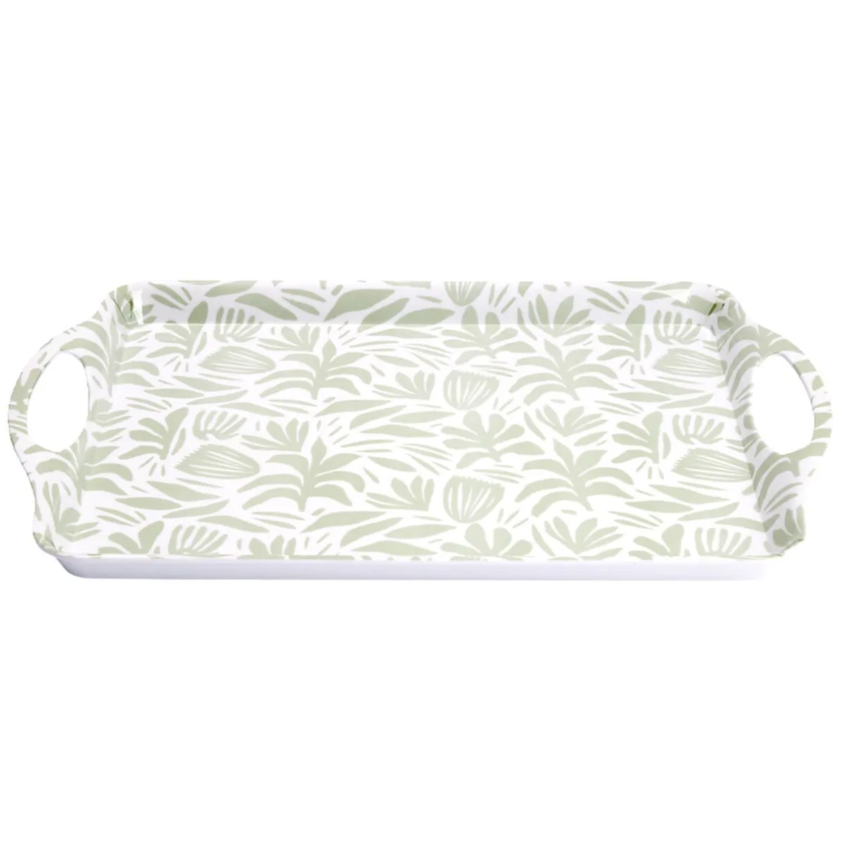 Plateau rectangulaire blanc motif feuillage vert sauge 34x50,5cm < Gifi Outlet