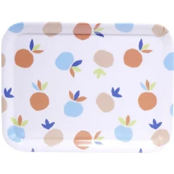 Plateau rectangulaire blanc motif fruit orange bleu plastique 29x22cm < Gifi Hot