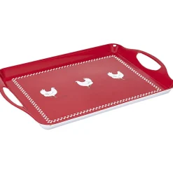 Plateau rectangulaire design poule mélaminé rouge et blanc < Gifi Hot