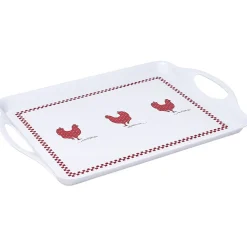 Plateau rectangulaire design poule mélaminé rouge et blanc < Gifi Hot