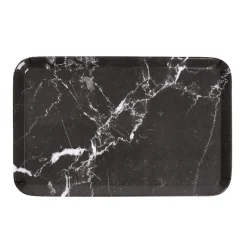 Plateau rectangulaire mélaminé effet marbre gris et blanc 19x30cm