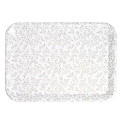 Plateau rectangulaire motif feuillage blanc et vert 27x38cm < Gifi