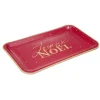Plateau rectangulaire X8 pcs inscription Joyeux Noël L30X19XH1,5 cm rouge