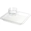 Plateau repas carré transparent avec compartiments 20x20cm