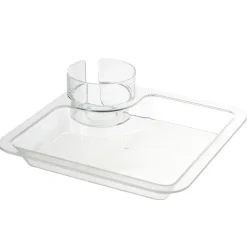 Plateau repas carré transparent avec compartiments 20x20cm