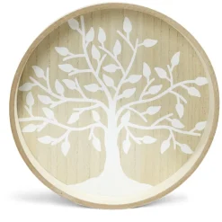 Plateau rond en bois arbre de vie Ø30cm