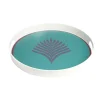 Plateau rond feuille exotique mélaminé vert Ø34,5xH4,1cm < Gifi Outlet