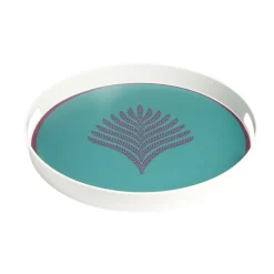 Plateau rond feuille exotique mélaminé vert Ø34,5xH4,1cm < Gifi Outlet