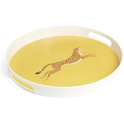 Plateau rond feuille exotique mélaminé vert Ø34,5xH4,1cm < Gifi Outlet