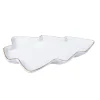 Plat en céramique motif sapin blanc avec bord doré 15,6x21,5cm