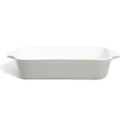 Plat à four en grès blanc et gris foncé 31x17xH6,2cm