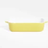 Plat à four en grès blanc et jaune 24x13,6xH5,5cm