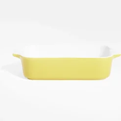Plat à four en grès blanc et jaune 24x13,6xH5,5cm
